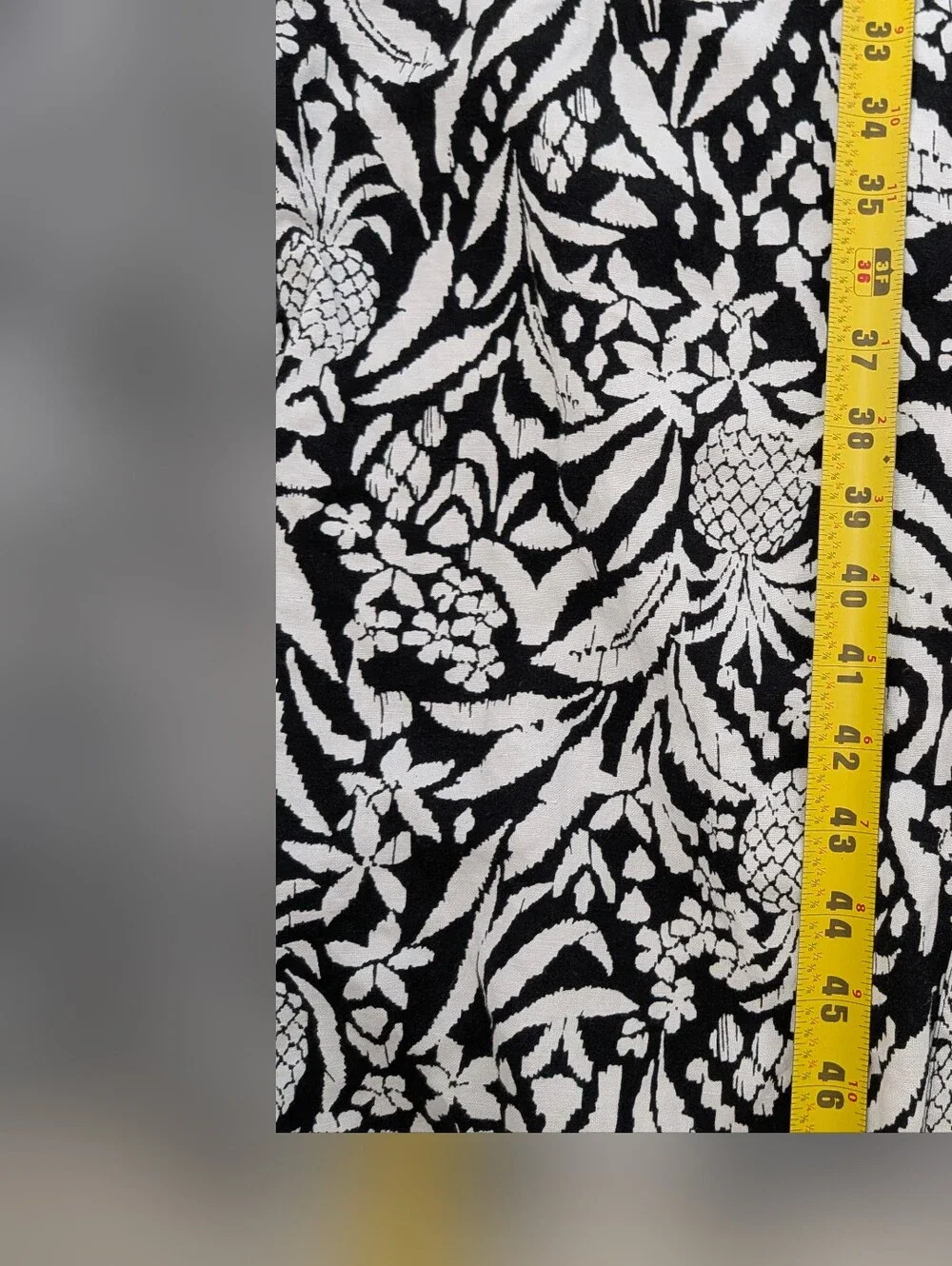 LOFT Linen Blend Maxi Shirt Dress Black & White Pineapple Sz 10 P Long Sleeve